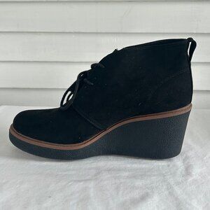Dr. Scholl's Aurora Black Faux Suede Wedge Bootie Sustainable Comfort Size 10M